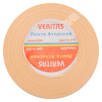 Лента атласная Veritas шир 6мм цв S-055 бежевый светлый (уп 30м) (3)